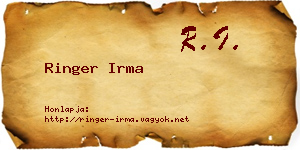 Ringer Irma névjegykártya